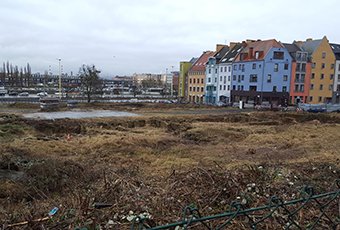 Construction of objects in the castle bailey area, Szczecin